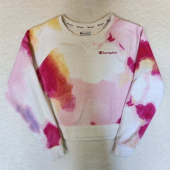 Champion Sweatshirt Womens Medium Tie-Dye Crew Neck Pullover Long Sleeve Sweater - Picture 1 of 11